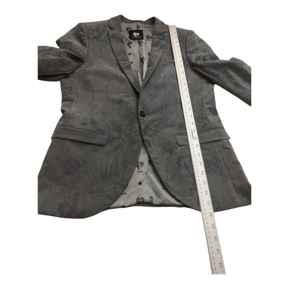Twisted Tailor Stone Jacquard Wool Blend Blazer 40R Skull Lining Slim Fit